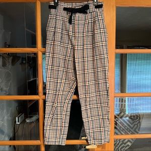 Zara Plaid High Waisted Pants Size M